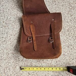 Vintage Tan full thickness suede buckle Motorcycle Panniers suede Saddle 2 Bags